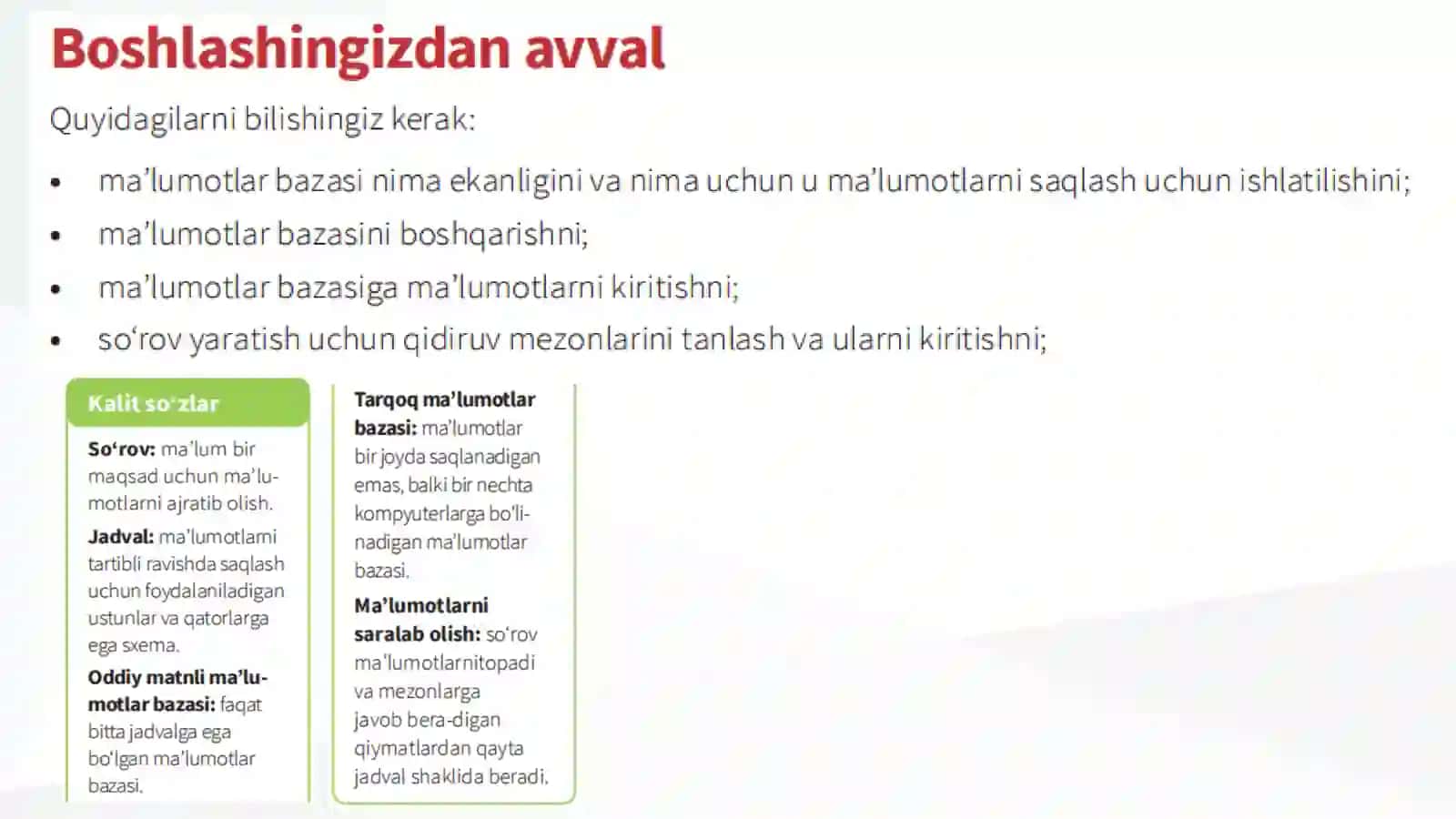 Ma’lumotlar bazasi uchun maqsadni aniqlash. 4