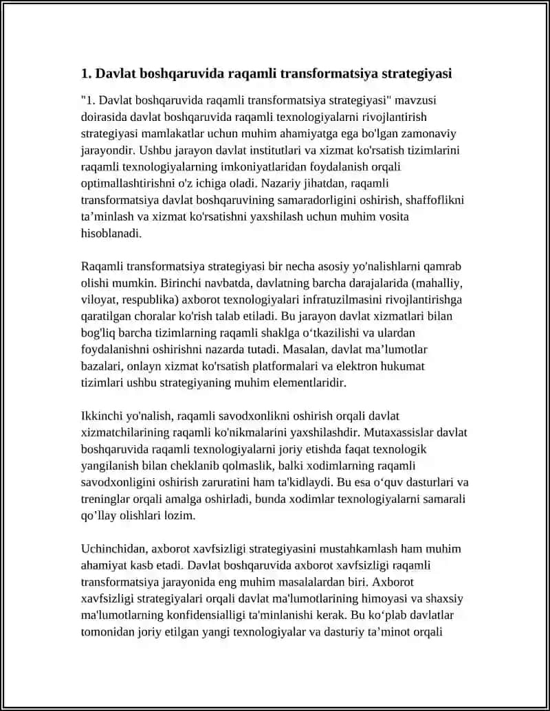 DAVLAT BOSHQARUVIDA RAQAMLI TEXNOLOGIYALARNI RIVOJLANTIRISH 4