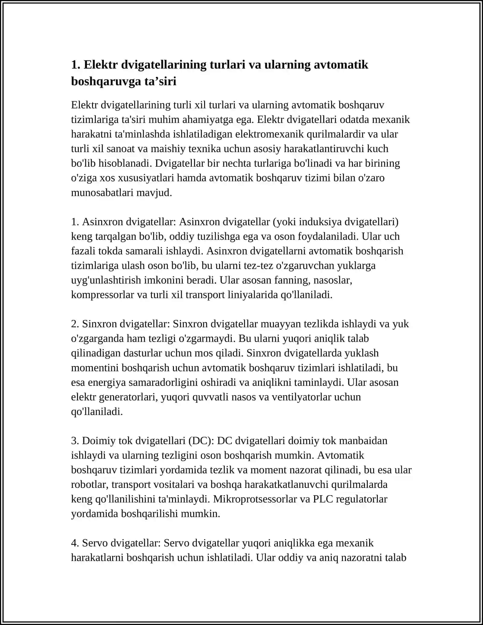 ELEKTR DVIGATELNI AVTOMATIK BOSHQARISH TIZIMINI LOYIHALASH 4