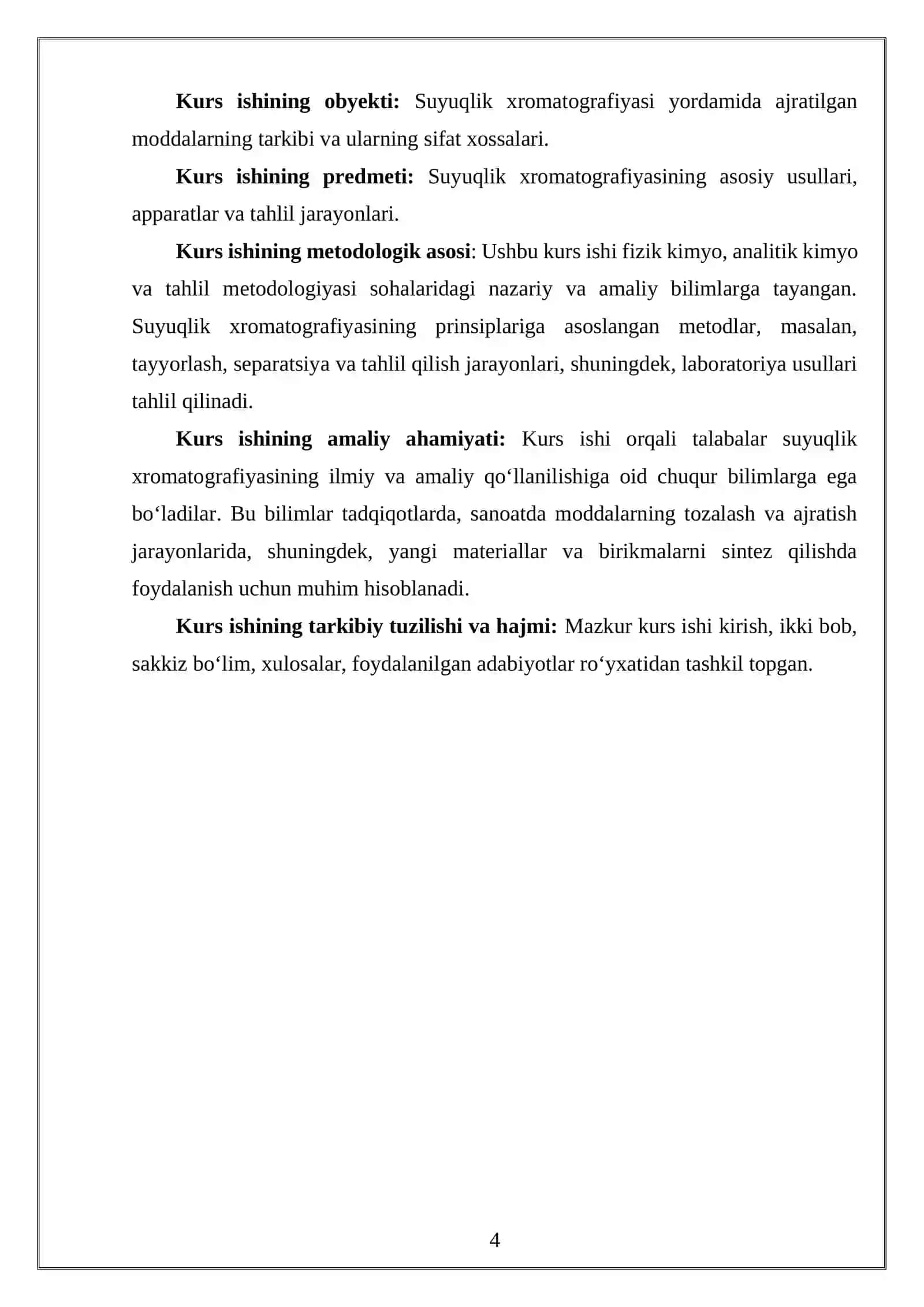 “SUYUQLIK XROMATOGRAFIYASI” MAVZUSIDA YOZGAN KURS ISHI 4