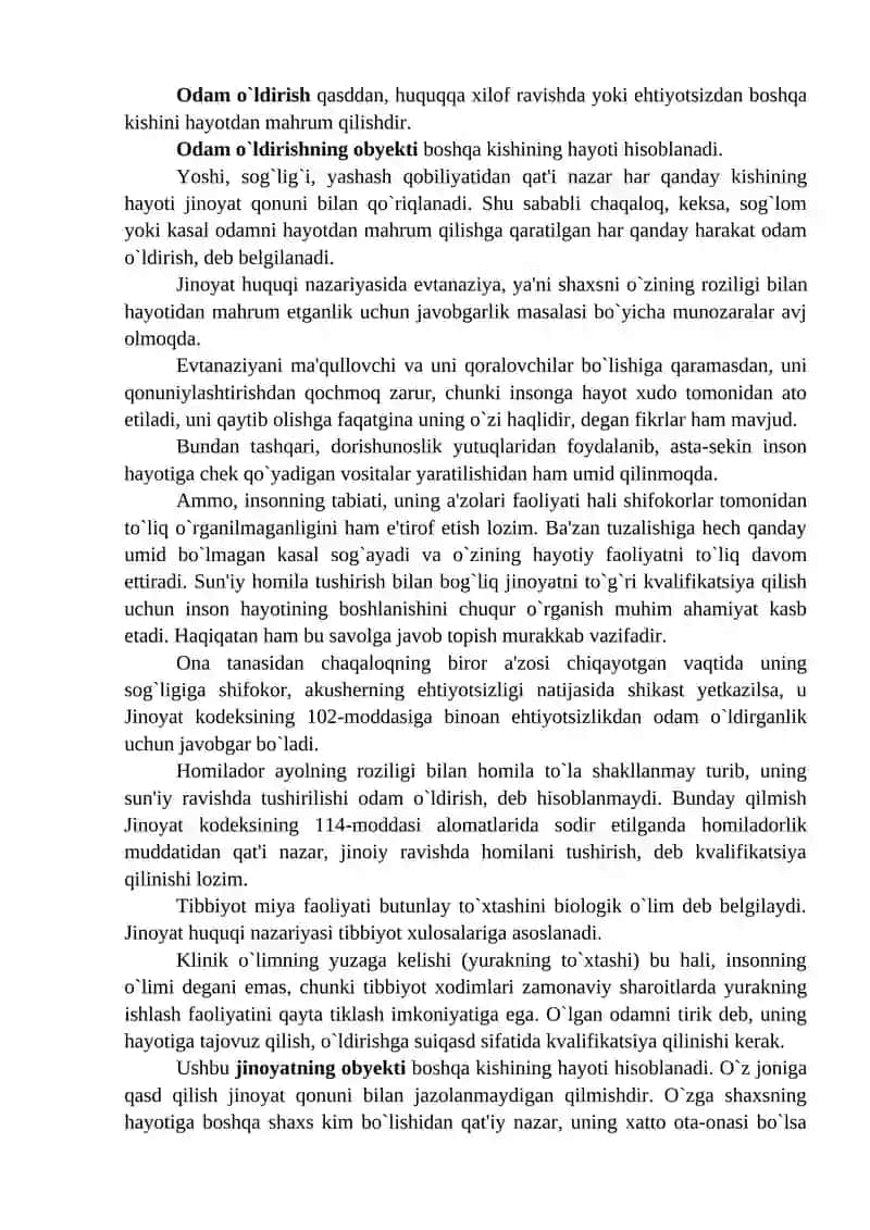 QASDDAN ODAM O‘LDIRISH JINOYATINING OG‘IRLASHTIRUVCHI HOLATLARI TUSHUNCHASI VA TURLARI 4