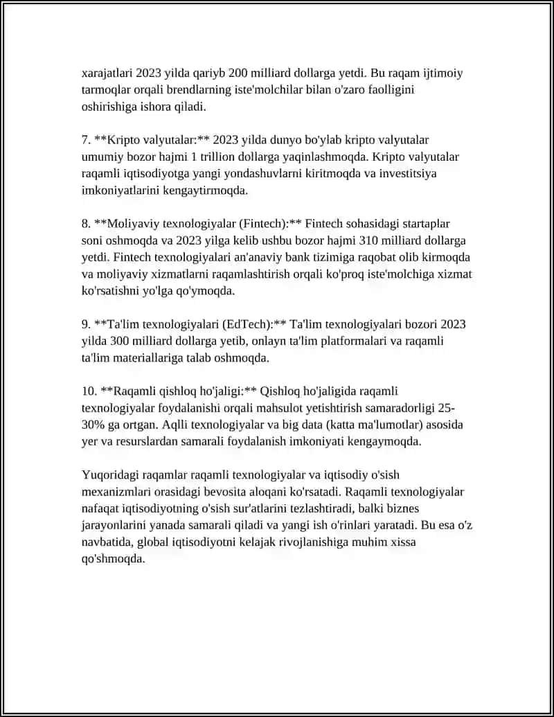 IQTISODIYOTDA RAQAMLI TEXNALOGIYALARDAN FOYDALANISHNING ASOSIY ROLLARI 4