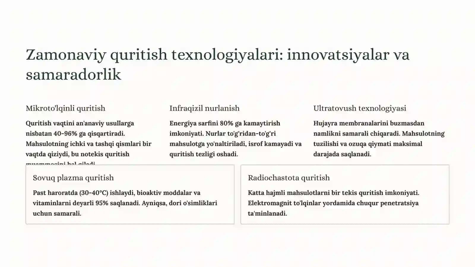 Quritish Texnologiyasi va Sifatini Oshirish Usullari 4