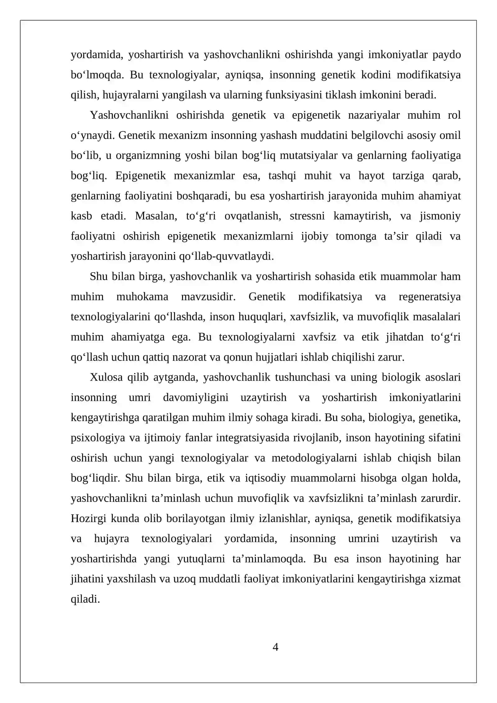 Yashovchanlik tushunchasi va biologik asoslari 4