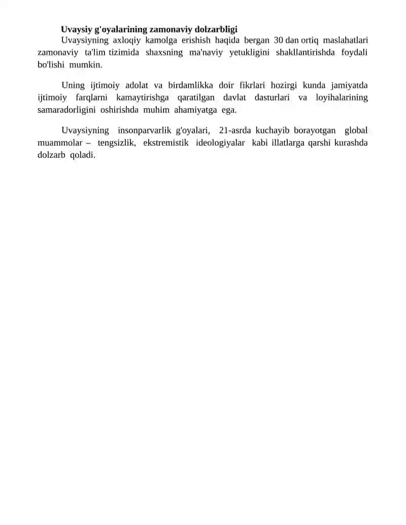 Uvaysiy ijodida Xalqni ezgulikka chorlovchi gʻoyalari 4