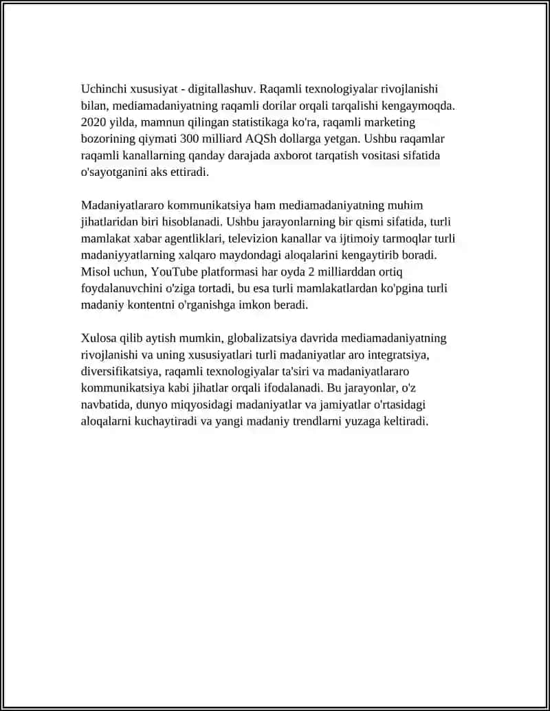 GLOBALIZATSIYA DAVRIDA MEDIAMADANIYAT VA MEDIASAVADXONLIK 4