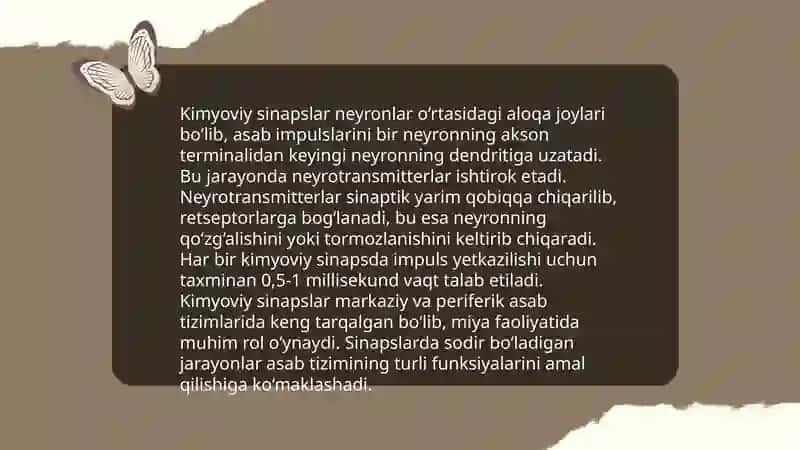 Sinaps va mesiatorlarning umumiy tasnifi 4