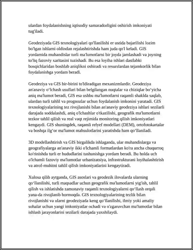GEODEZIYADA ZAMONAVIY RAQAMLI TEXNOLOGIYALAR: GIS, 3D MODELLASH 4