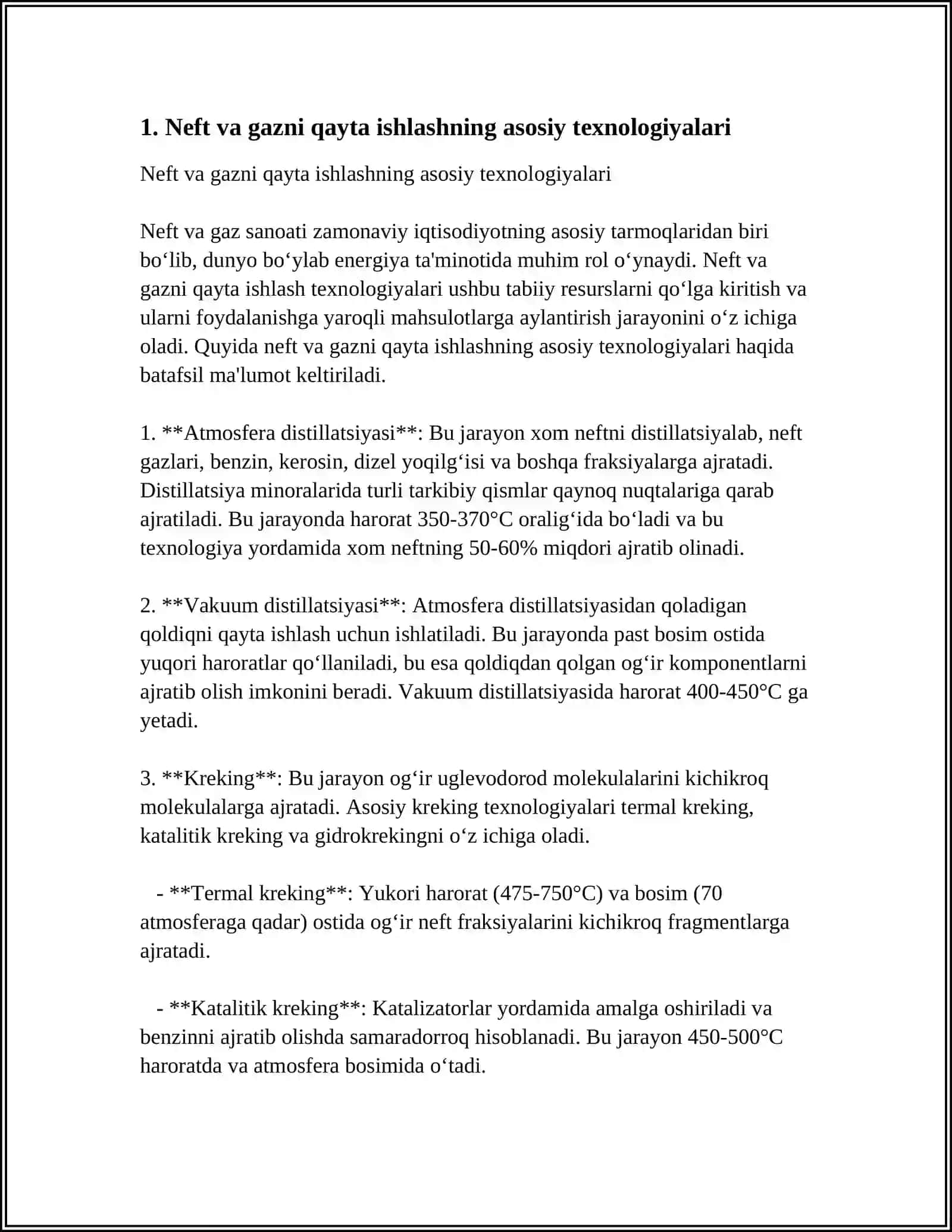 Neft va gazni qayta ishlash texnologiyasi 4