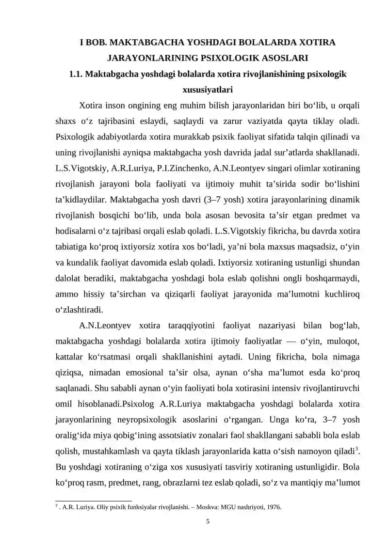 Maktabgacha yoshdagi bolalarda xotira jarayonlarini rivojlantirishning psixologik va metodik asoslari 4