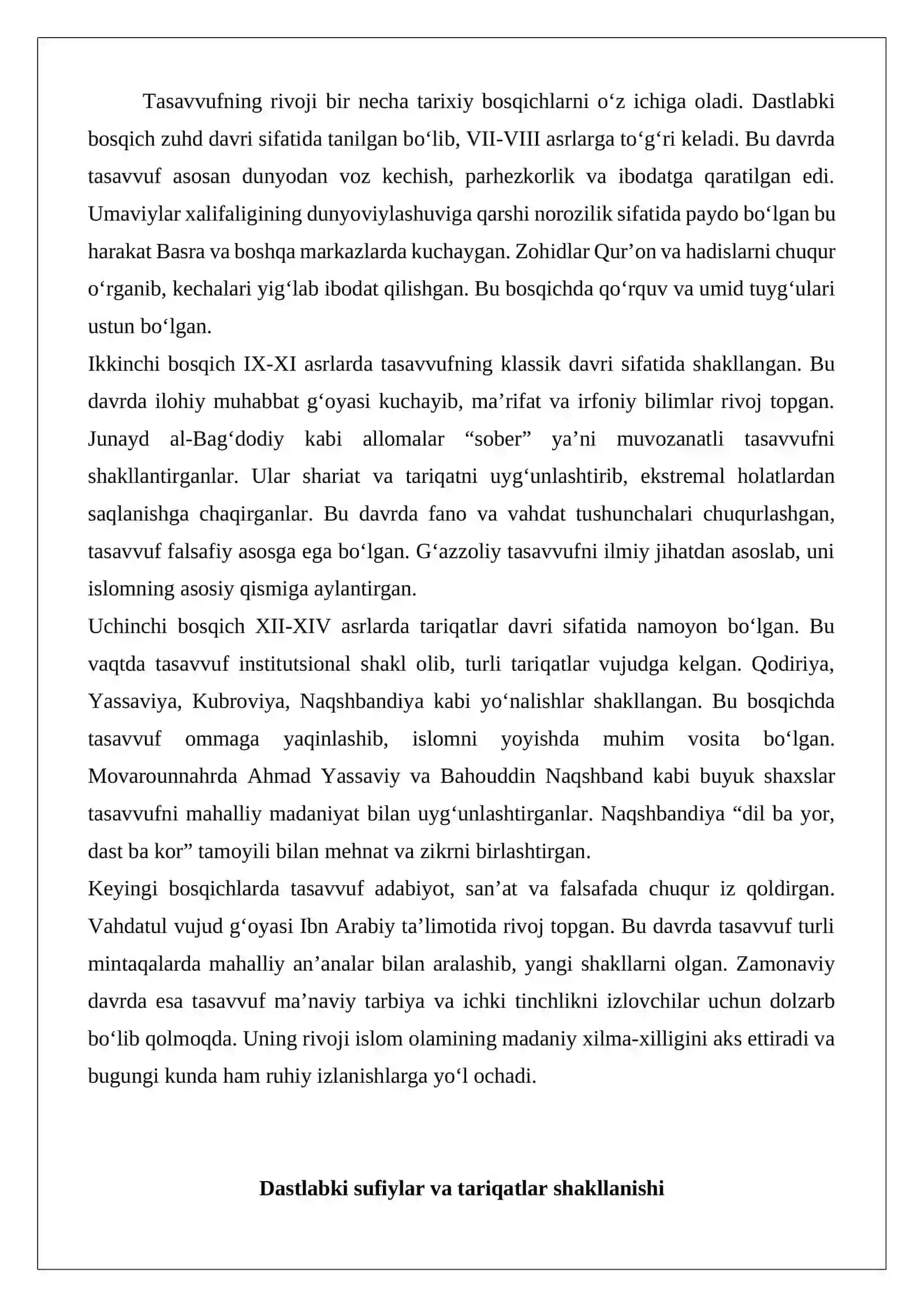 Tasavvuf tariqati va hozirgi zamon 4