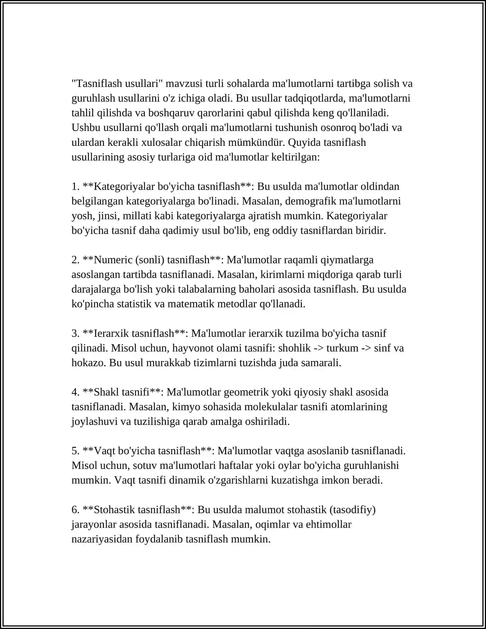 KLASTERLASH VA TASNIFLASH USULLARIDAN FOYDALANGAN HOLDA FOYDALANUVCHI SOROVLARINI QAYTA ISHLASH 4