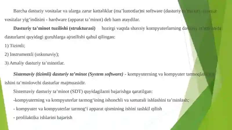 Kompyuterdasturiy ta’minoti Berilganlar bazasini boshqaruvining texnikasoslari 4