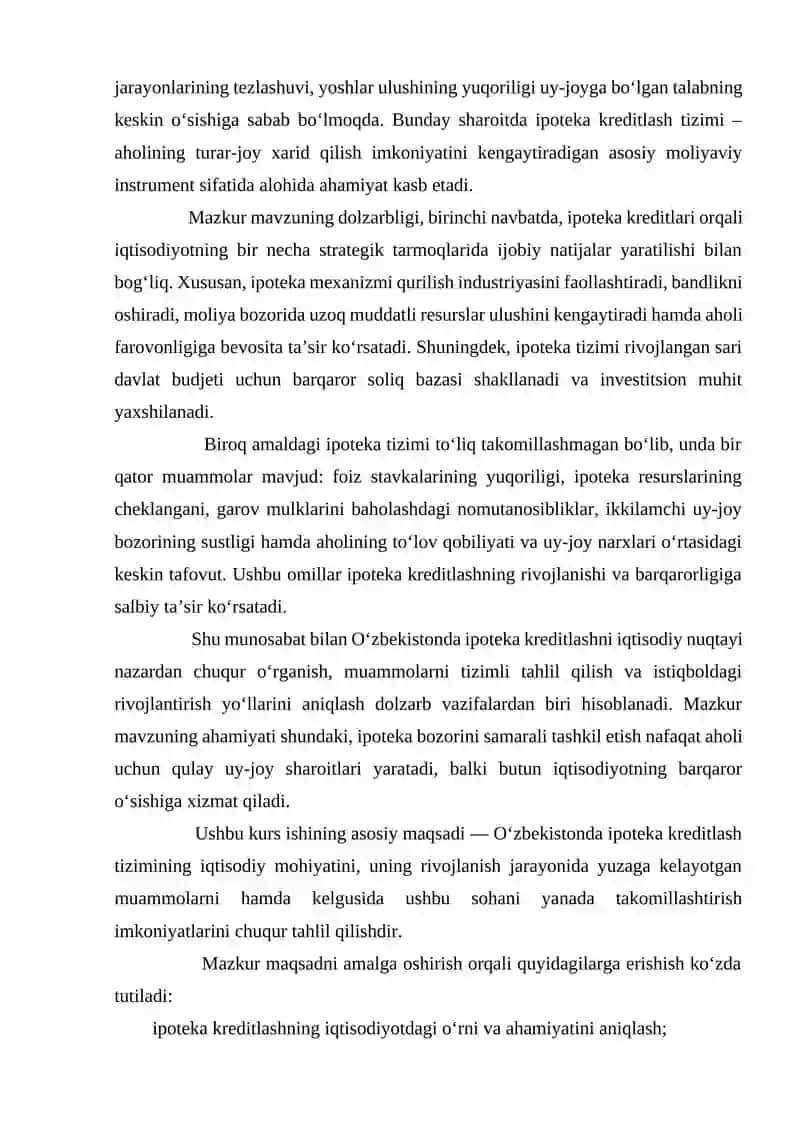O`ZBEKISTONDA IPOTEKA KREDITLASHNI RIVOJLANTIRISH MUAMMOLARI VA ISTIQBOLLARI 4