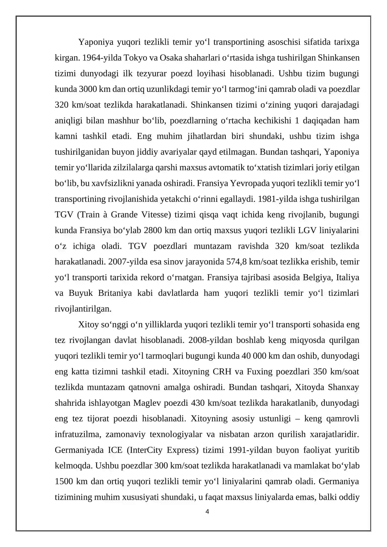 Jahondagi yuqori tezlikli yo‘lovchi poezdlari 4