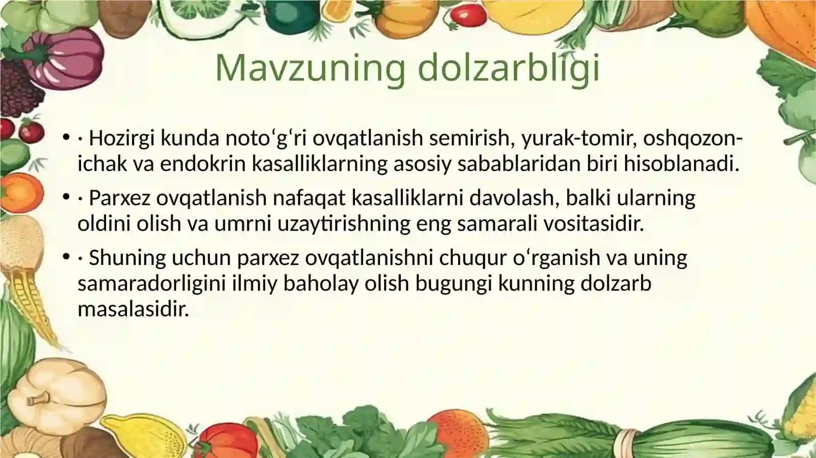Parxez ovqatlanishni oʻrganish va unga baho berish 4