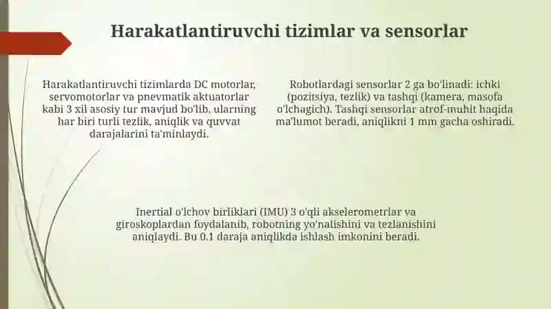 Robot turlari va uning tuzilishini o’rganish 4