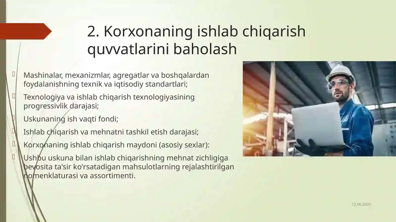 Korxonaning ishlab chiqarish quvvati va unihisoblash usullari 4