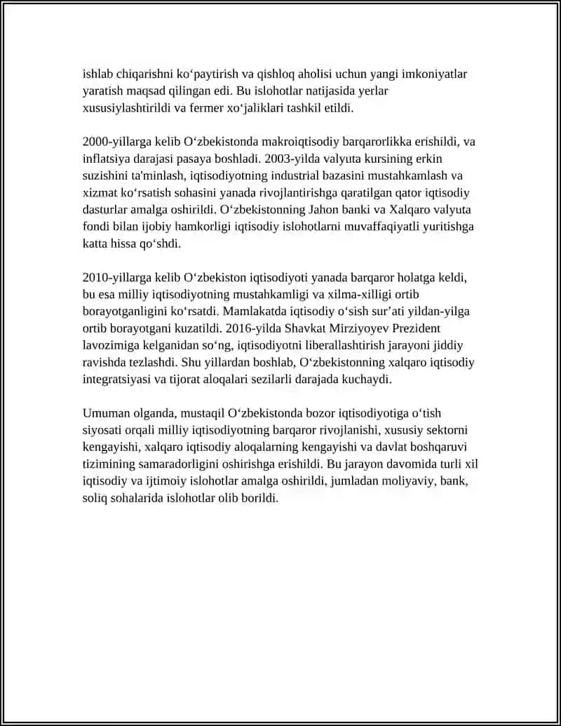 MUSTAQIL O'ZBEKISTONNING IQTISODIY SIYOSATI 4