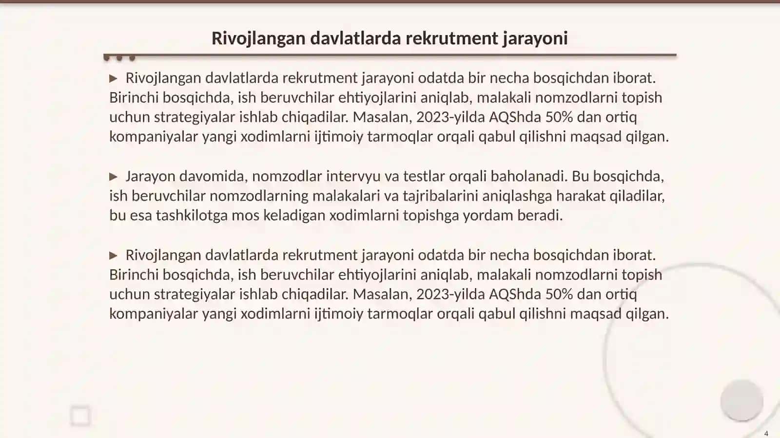 Rekrutment tushunchasi va ahamiyati 4
