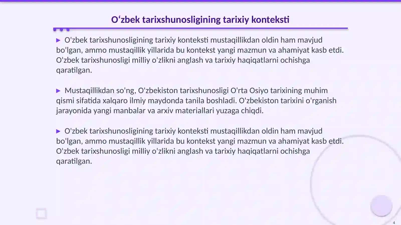 Mustaqillik yillarida tarixshunoslik boʻyicha ilmiy tadqiqot ishlari 4