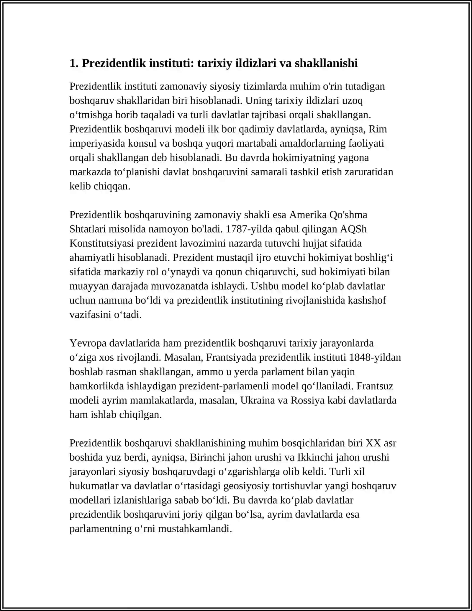 PREZIDENTLIK BOSHQARUVINING SHAKLLANISHI VA RIVOJLANISHI 4