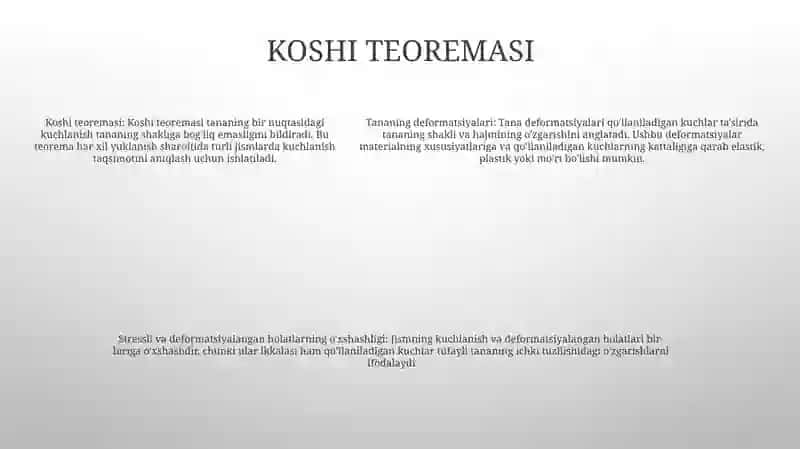 Bosh Deformatsiyalar Nuqtadagi Kuchlanganlik Va Deformatsiyalangan Holatlarning Õxshashligi 4