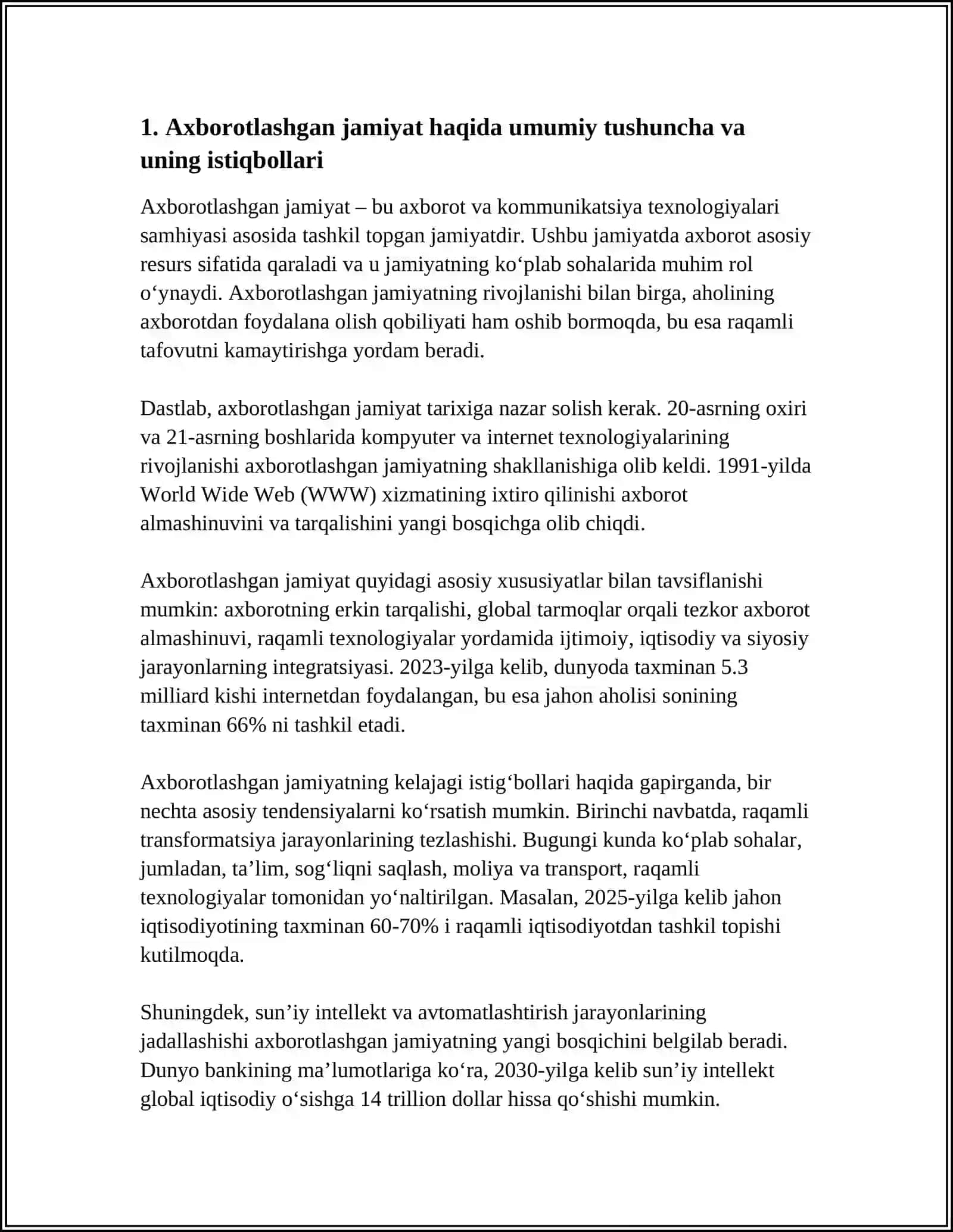 AXBOROTLASHGAN JAMIYAT VA UNING ISTIQBOLLARI 4
