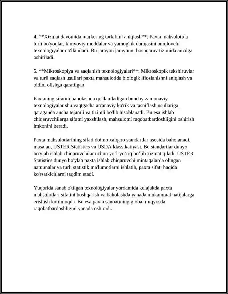 PAXTA MAHSULOTLARI SIFATINI ANIQLASHNING ZAMONAVIY USULLARI 4