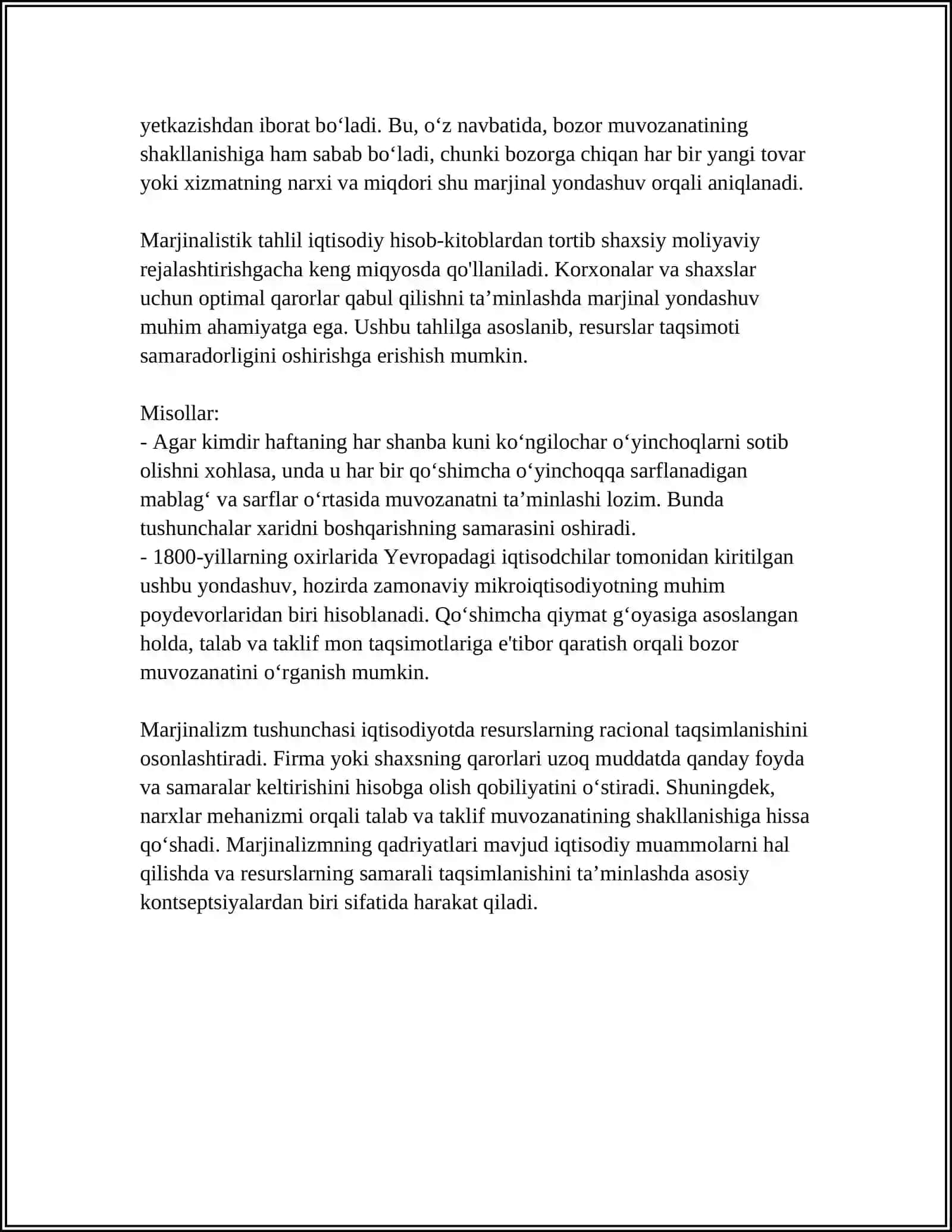 MARJINALIZM TA’LIMOTI VA NEOKLASSIK IQTISODIY MAKTABLAR 4