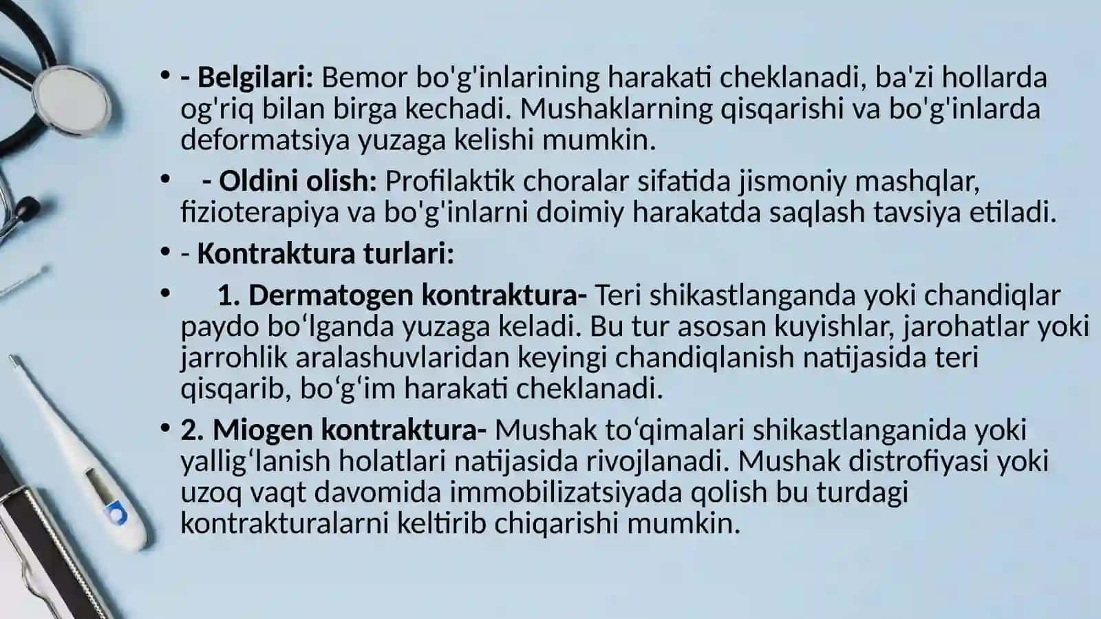 BO'G'im kontrakturalari va ankilozlari 4