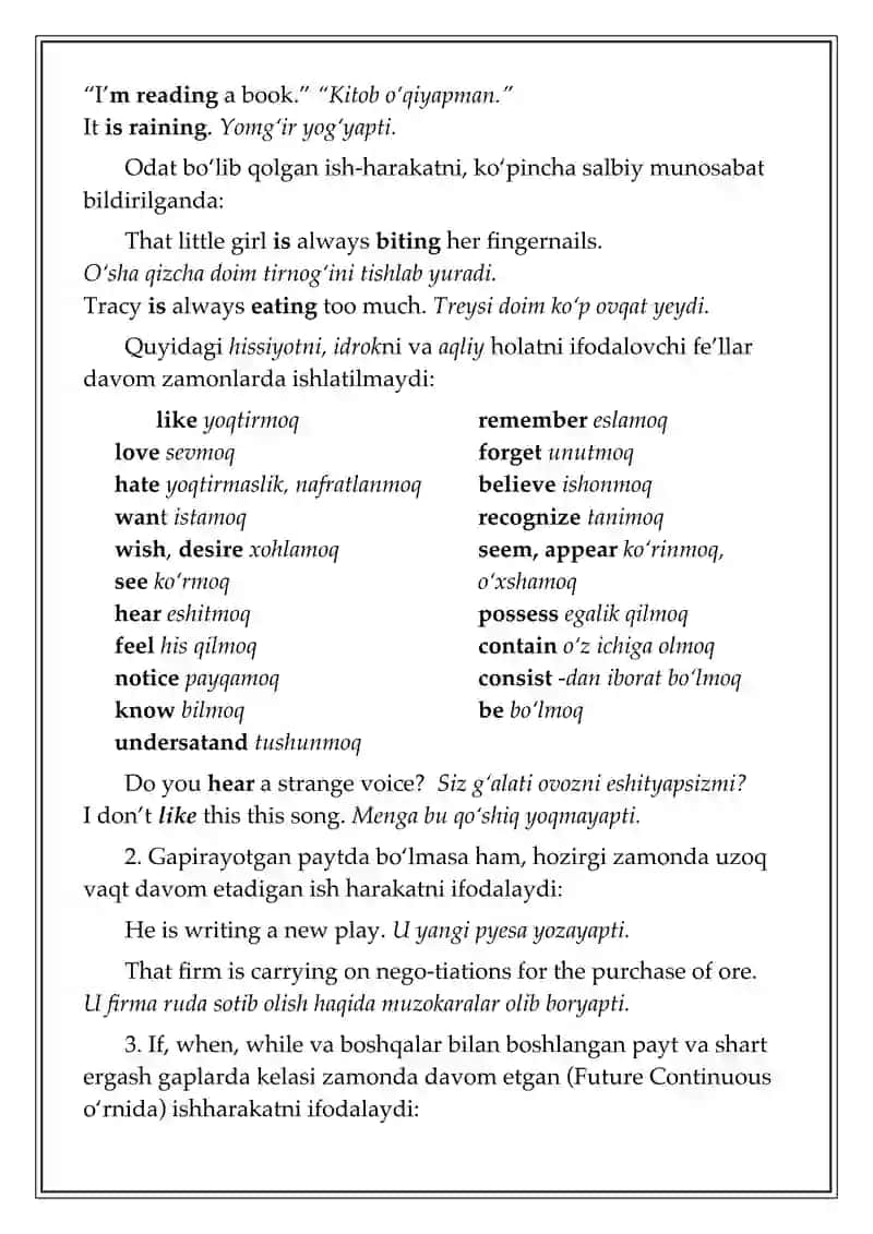 The Present Continuous Tense (Hozirgi davom zamon) 4