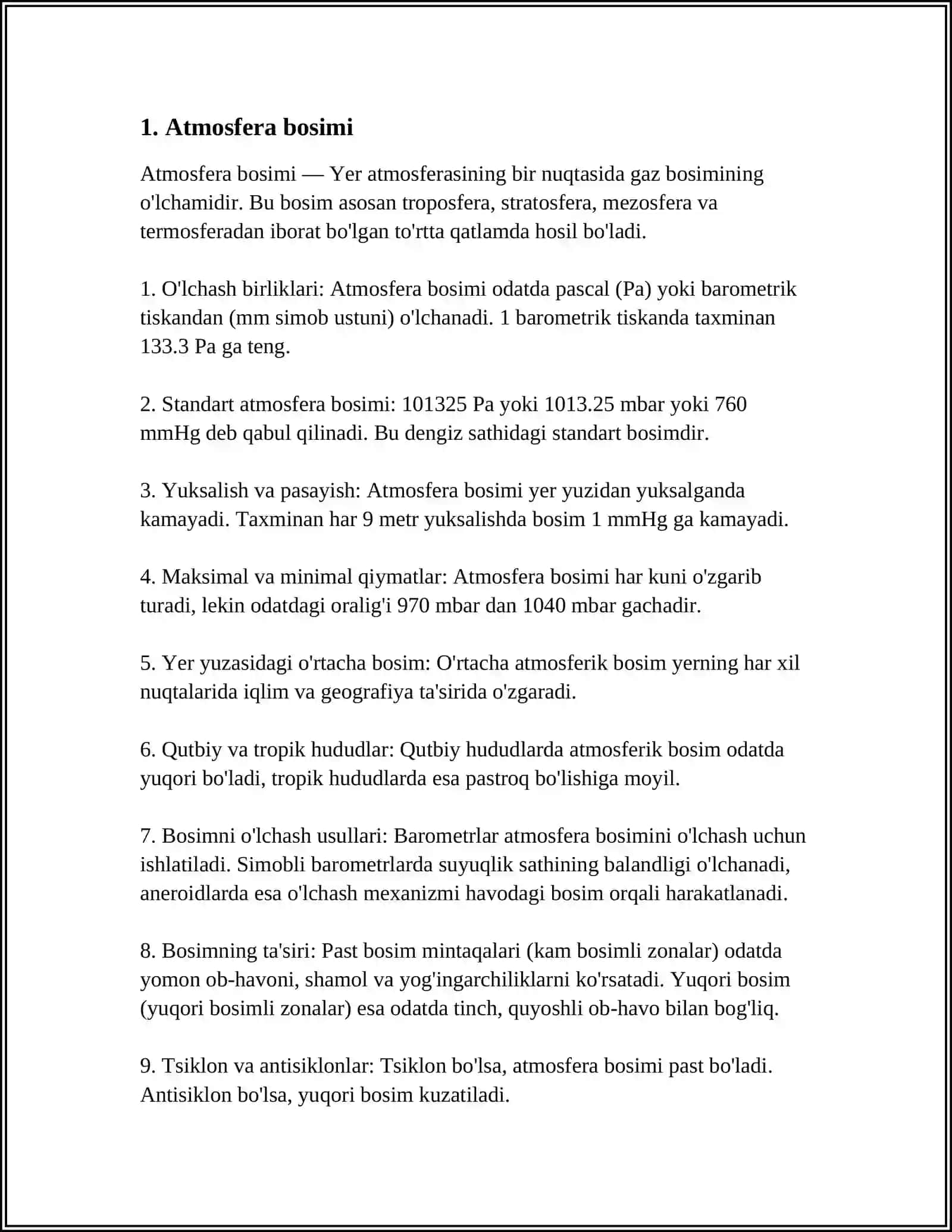 OB-HAVO ELEMENTLARI, YOG’INLAR, TEMPERATURA SHAMOLLAR VA ULARDAGI TABIIY O’ZGARISHLARNI ANGLASH 4