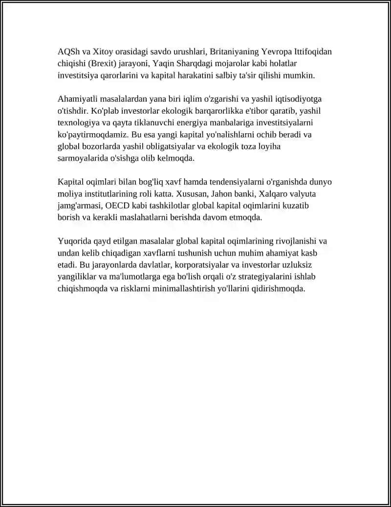 XALQARO MOLIYA BOZORLARI RIVOJLANISHINING ZAMONAVIY TENDENSIYALARI 4