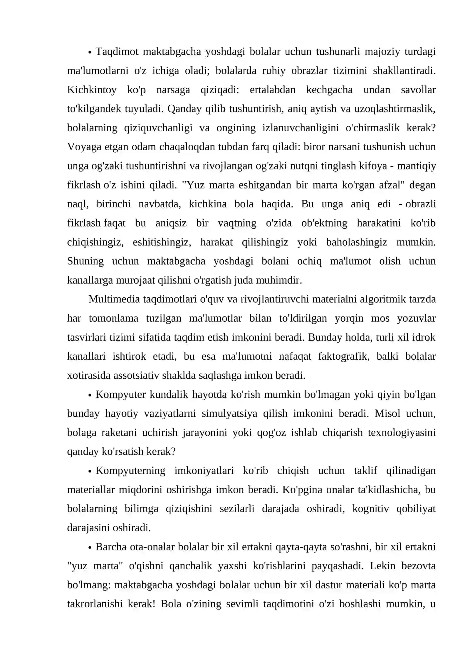 MAKTABGACHA TA'LIMDA MULTIMEDIYALARDAN FOYDALANISH 4
