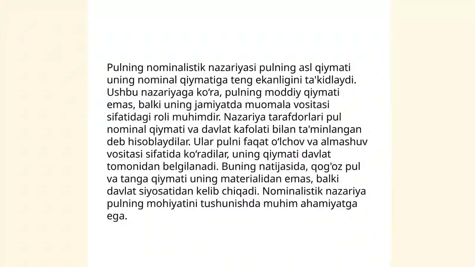 Nominalistik pul nazariyasining paydo bo’lishining shartlari va asosiy qoidalari 4