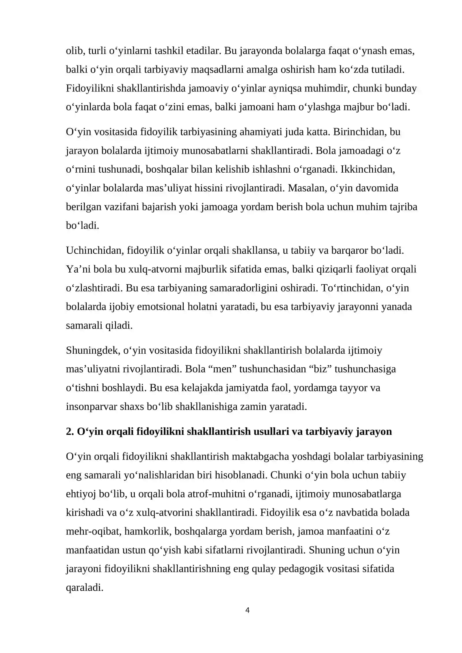 Fan: Ilk maktabgacha yoshdagi bolalar pedagogikasi fani 4