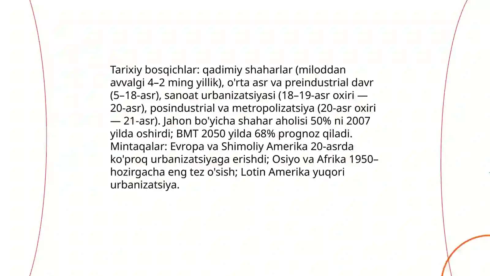 Jahon urbanizatsiyasi va uning mintaqaviy xususiyatlari 4