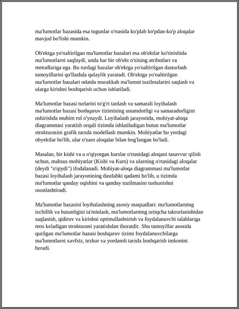 MA'LUMOTLAR BAZASINI LOYIHALASH 4