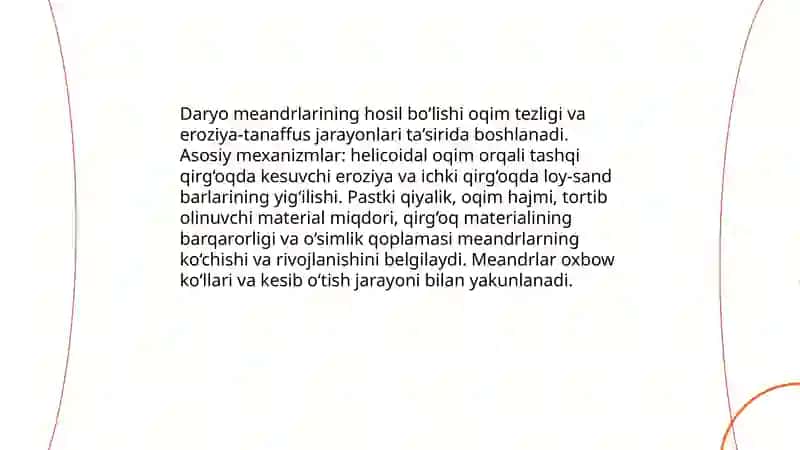 Oqar suvlar hosil qilgan relyef shakllarini tahlil qilish 4