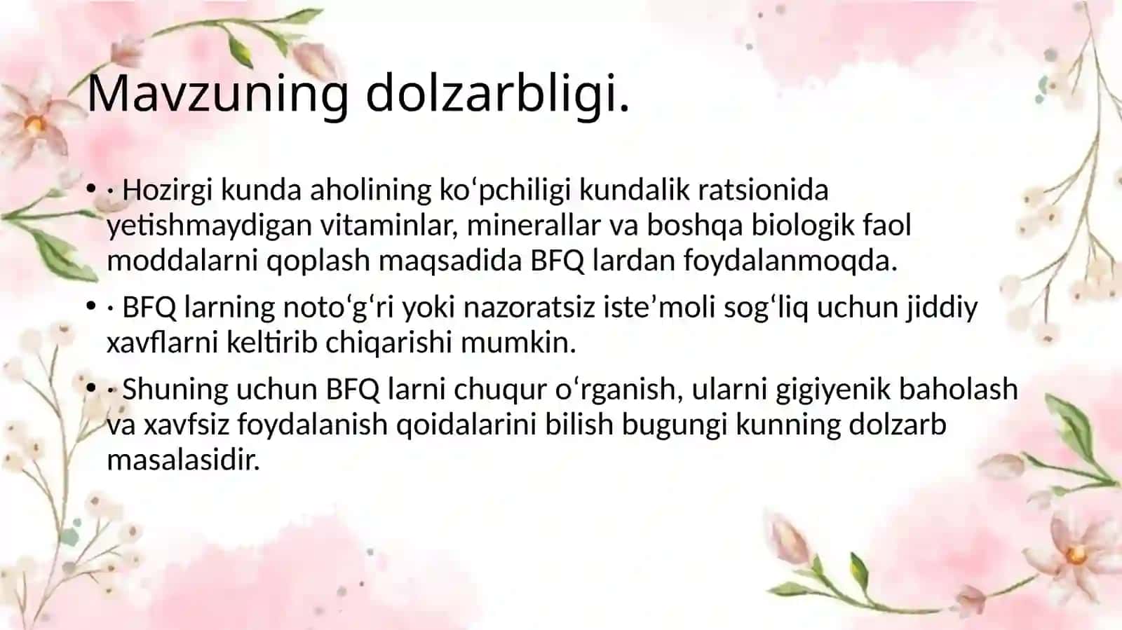 Biologik faol qo‘shimchalar va ularning ovqatlanishdagi o‘rni 4