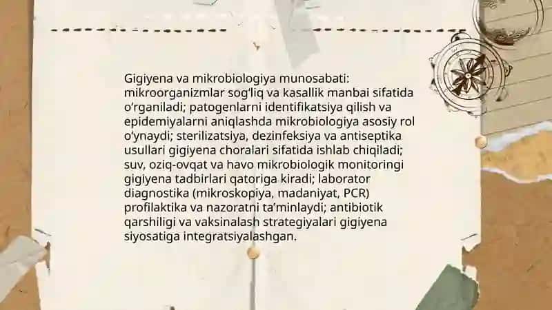 Gigiyen fanining boshqa fanlar bilan bogʻliqligi haqida 4