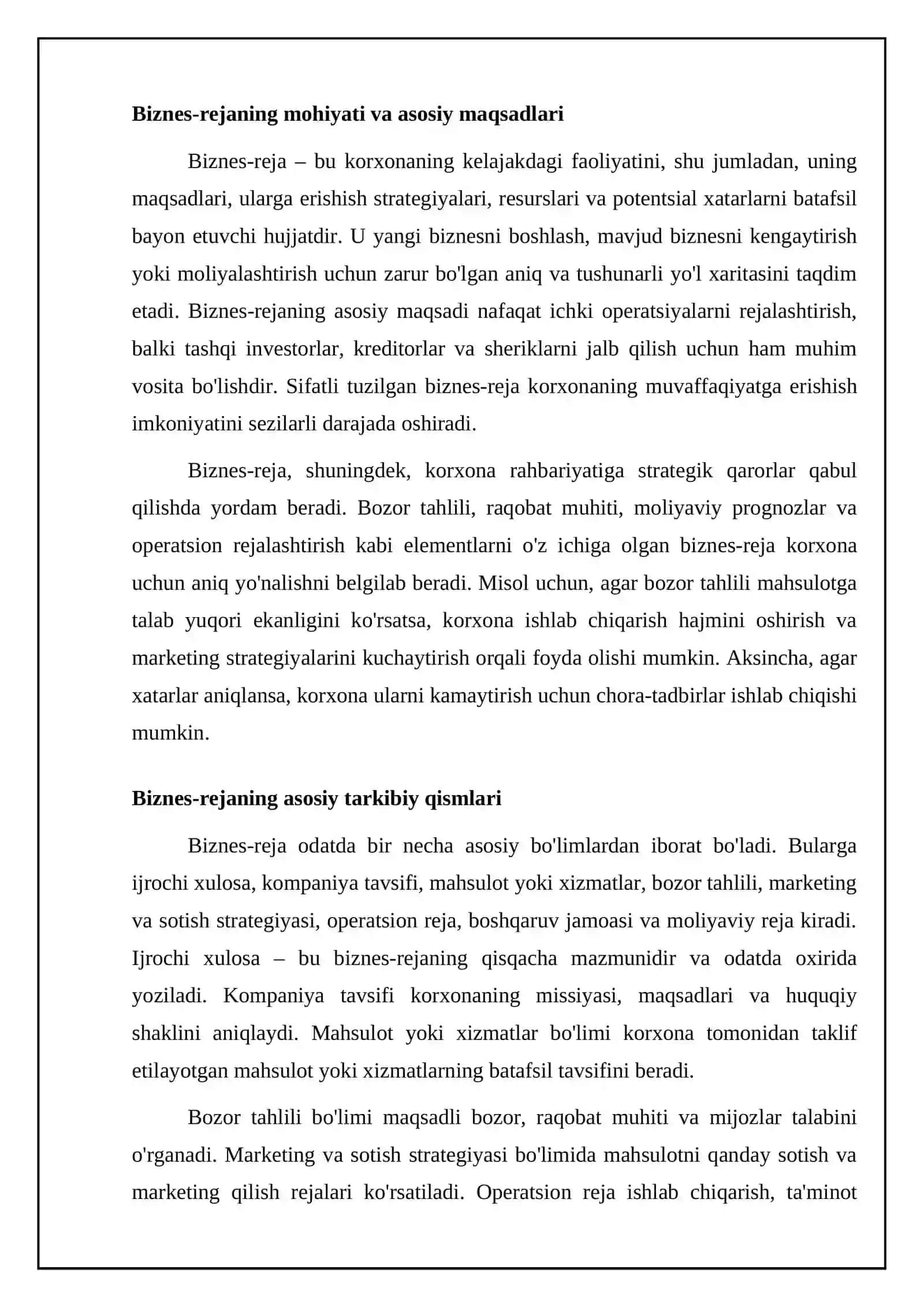 Biznes reja va uning moliyaviy asoslari 4
