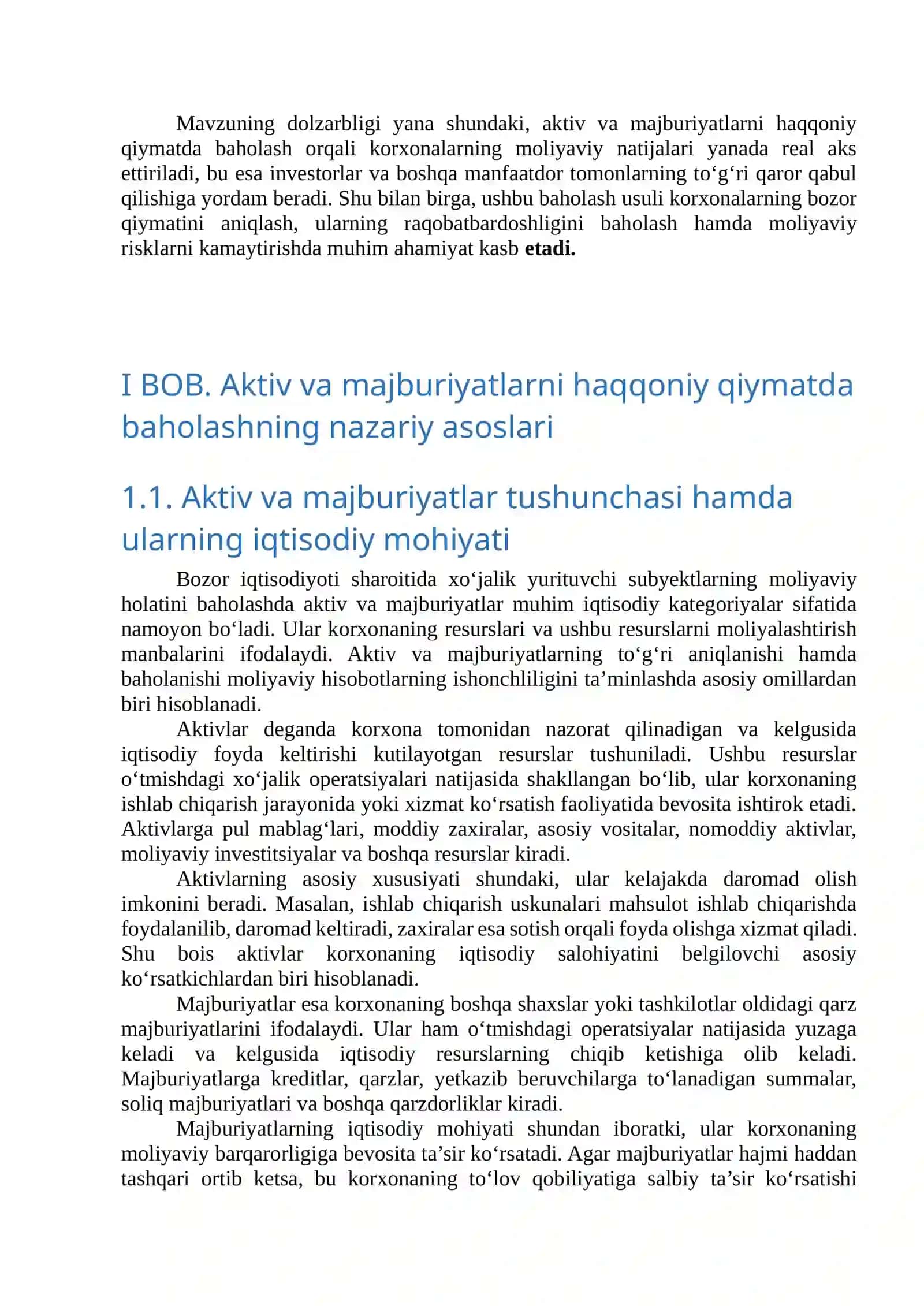 Aktiv va majburiyatlarni haqqoniy qiymatda baholashning nazariy va amaliy muammolari 4