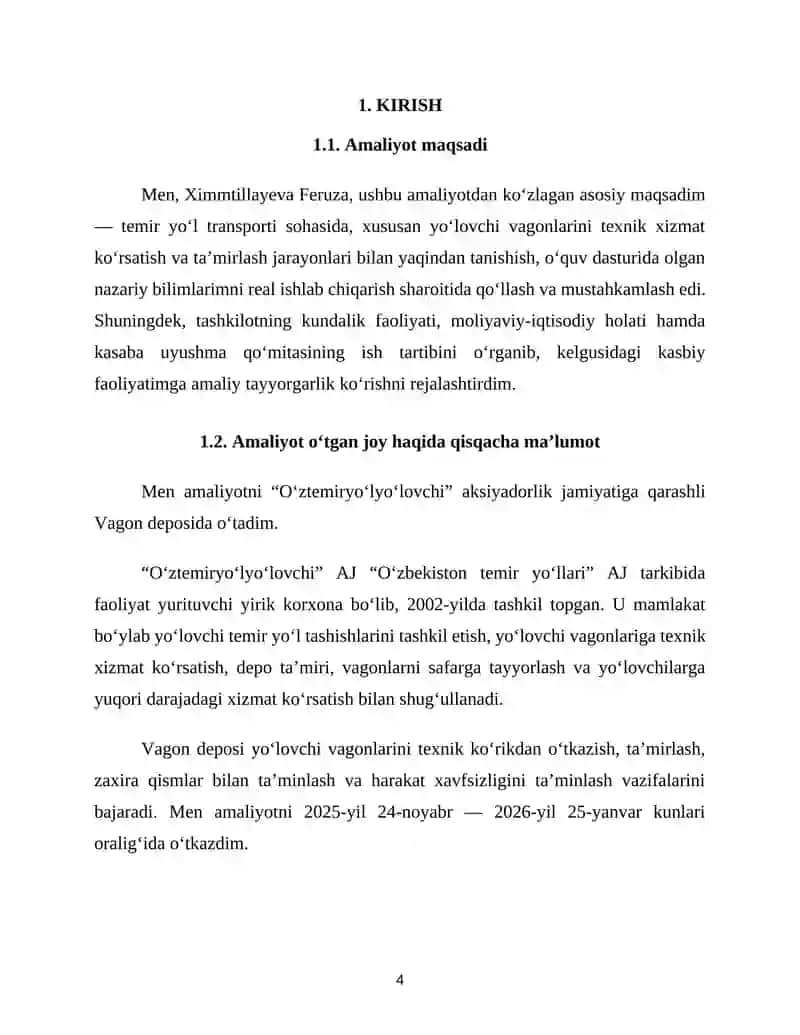 “O‘ZTEMIRYO‘LYO‘LOVCHI” AJ “VAGON DEPOSI” 4