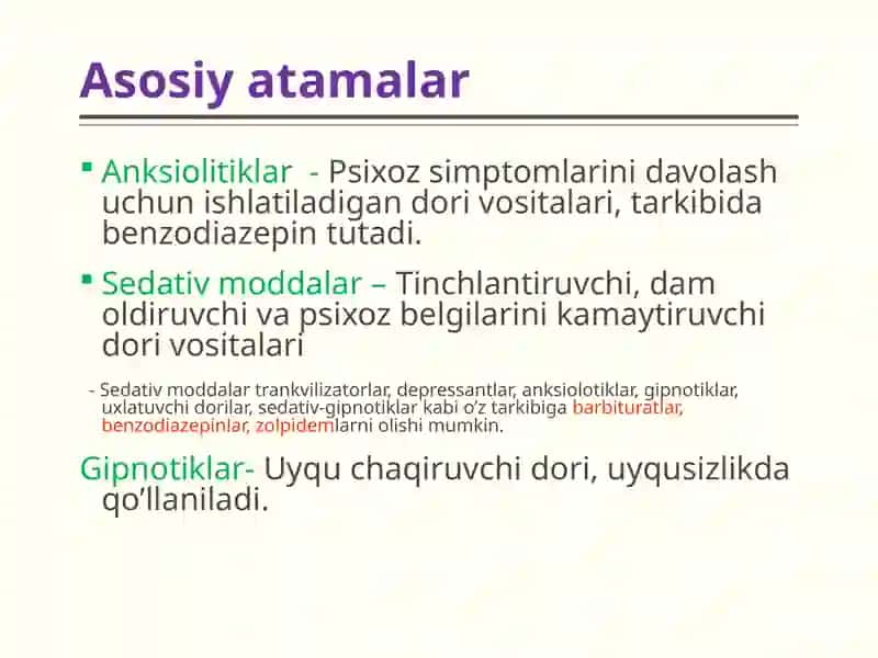 Trankvilizatorlar va sedativ tinchlantiruvchi moddalar 4