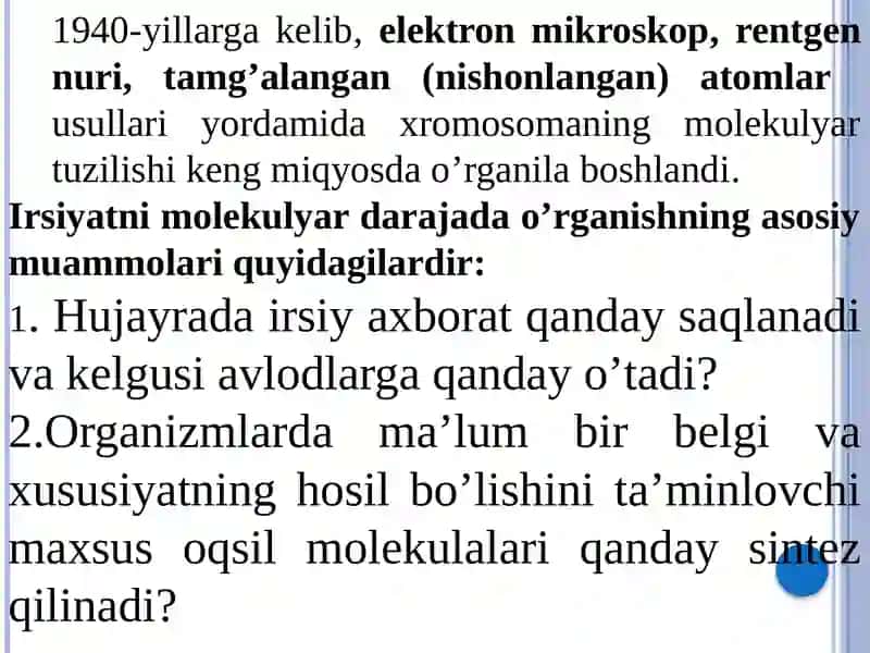 IRSIYATNING MOLEKULARASOSLARI.DNKvaRNKsintezi 4