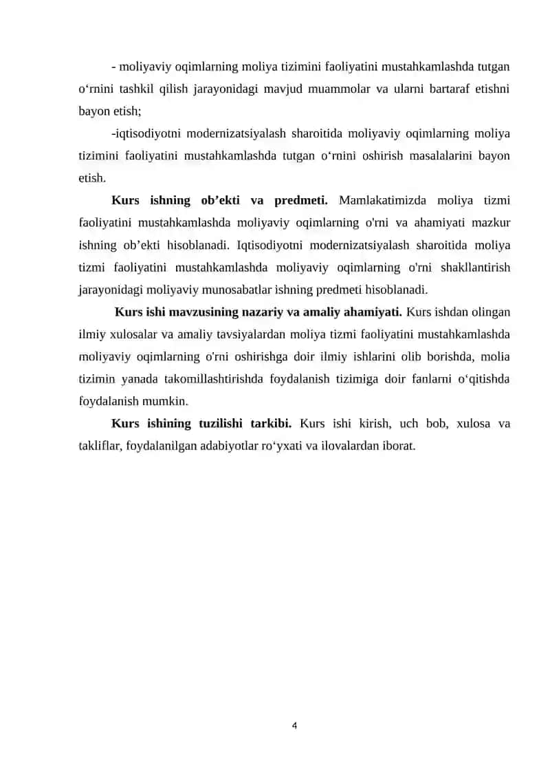 Moliya tizmi faoliyatini mustahkamlashda moliyaviy oqimlarning o'rni 4