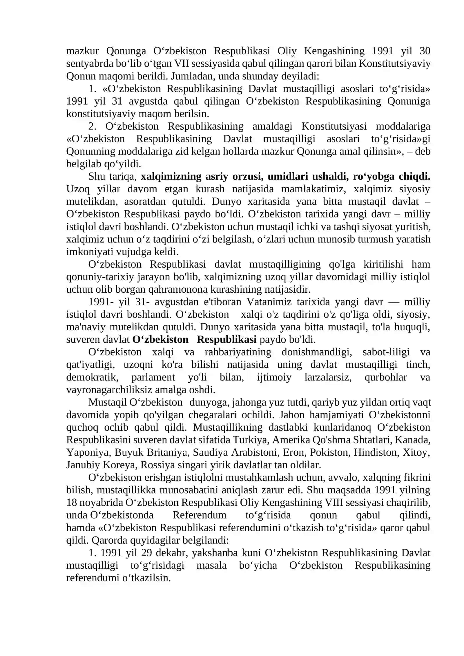 Mustaqil O‘zbekiston Respublikasi tashkil topishining tarixiy ahamiyati 4