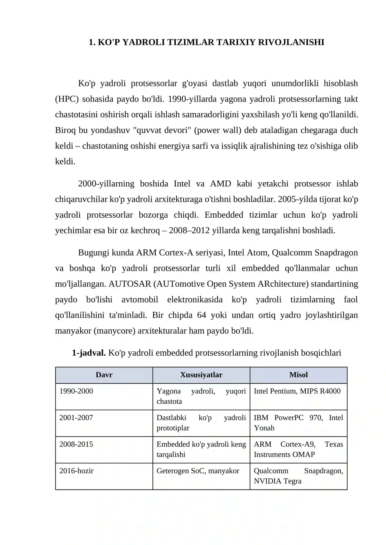 Ko'p yadroli embedded tizimlar arxitekturasi va parallel ishlash muammolari 4